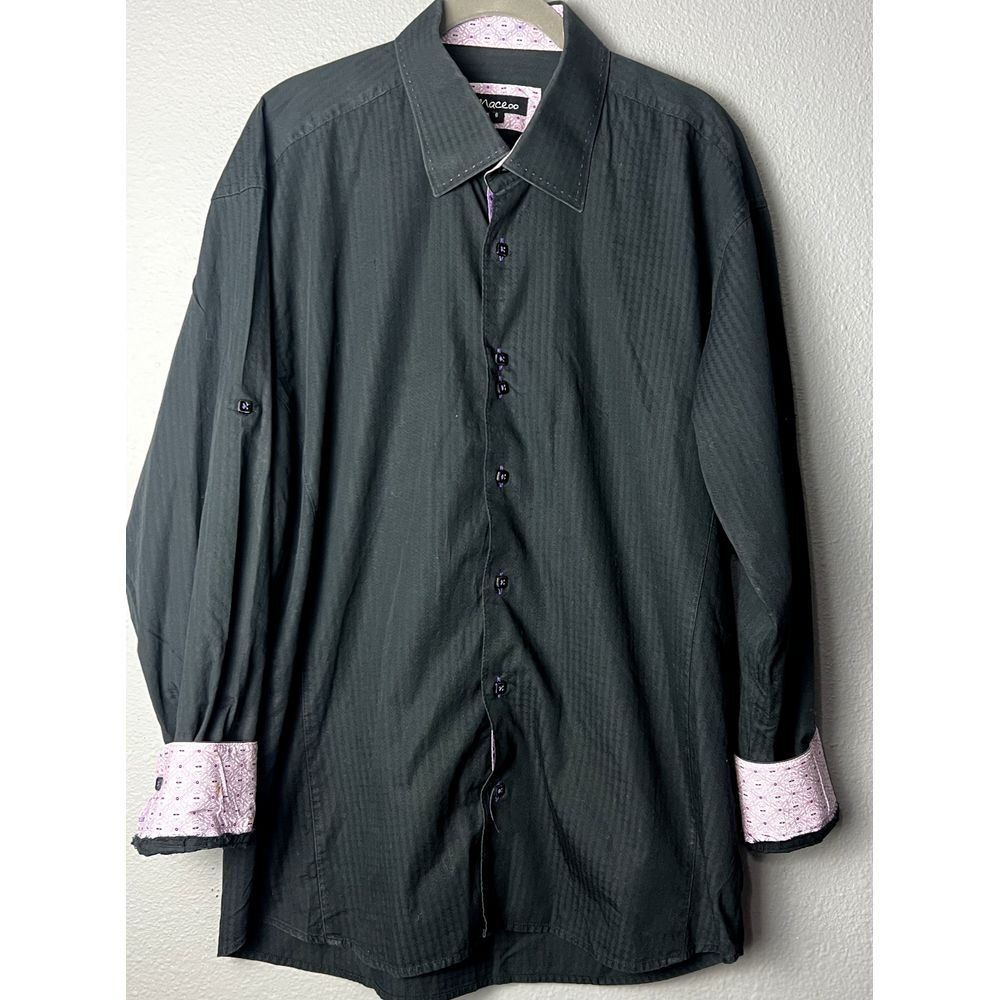 MACEOO Mens Slim Fit Large 6 Mini Panam Square Black Purple Flip Cuff Velvet